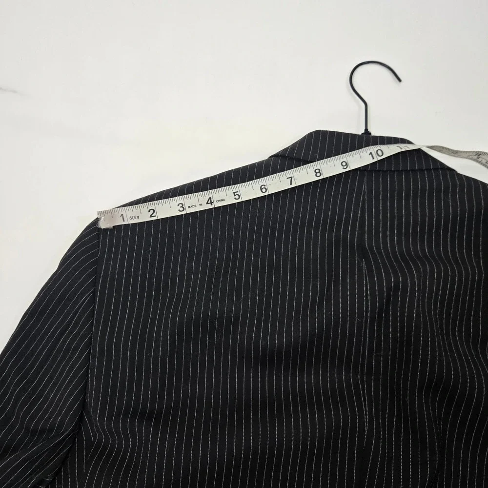 Vintage Tommy Hilfiger Mens Wool Pinstripe Blazer Jacket 40R Red Lining Black